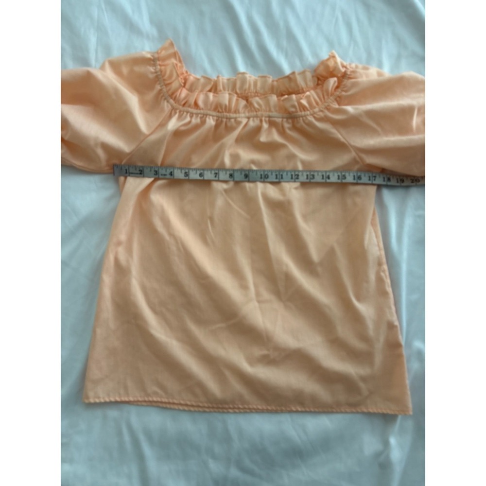 Vtg Square Dance blouse Bettye Small Peach Puff Sleeves Coquette Ballet Prairie - Picture 15 of 16